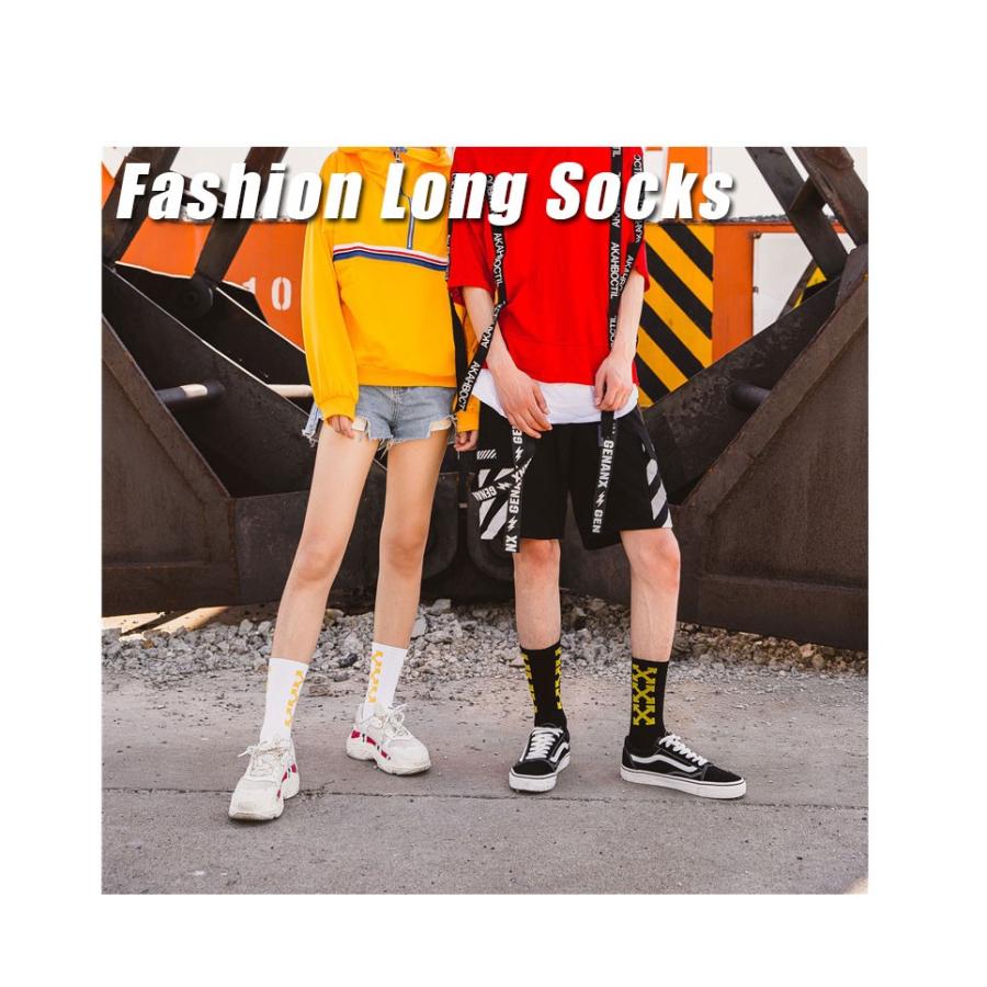 期間限定セール中 レディースソックス ストリートファッション ポイントソックス 靴下 ストリート系 Off White風 4カラー ハイソックス ユニセックス Off Yellow Long Socks0006 Fuseall 通販 Yahoo ショッピング
