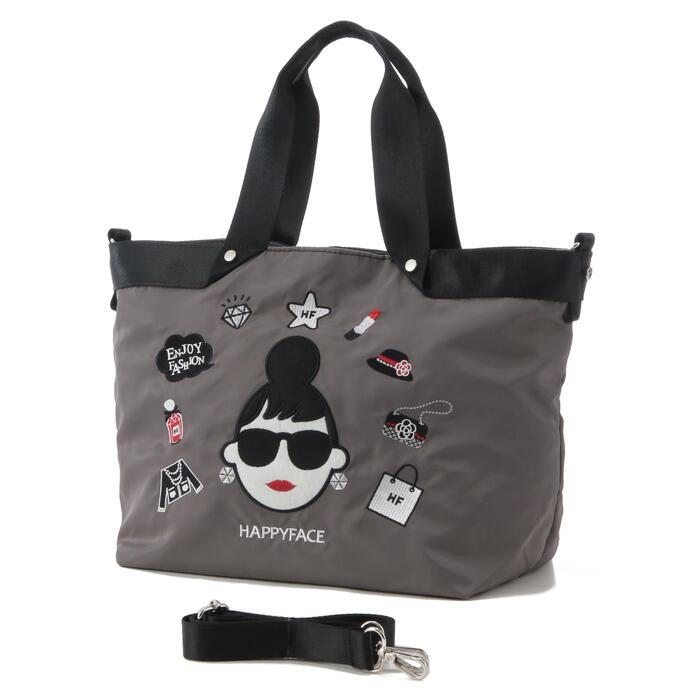 ハッピーフェイス レディエマ 新刺繍 多機能 2WAY トートバッグ 大