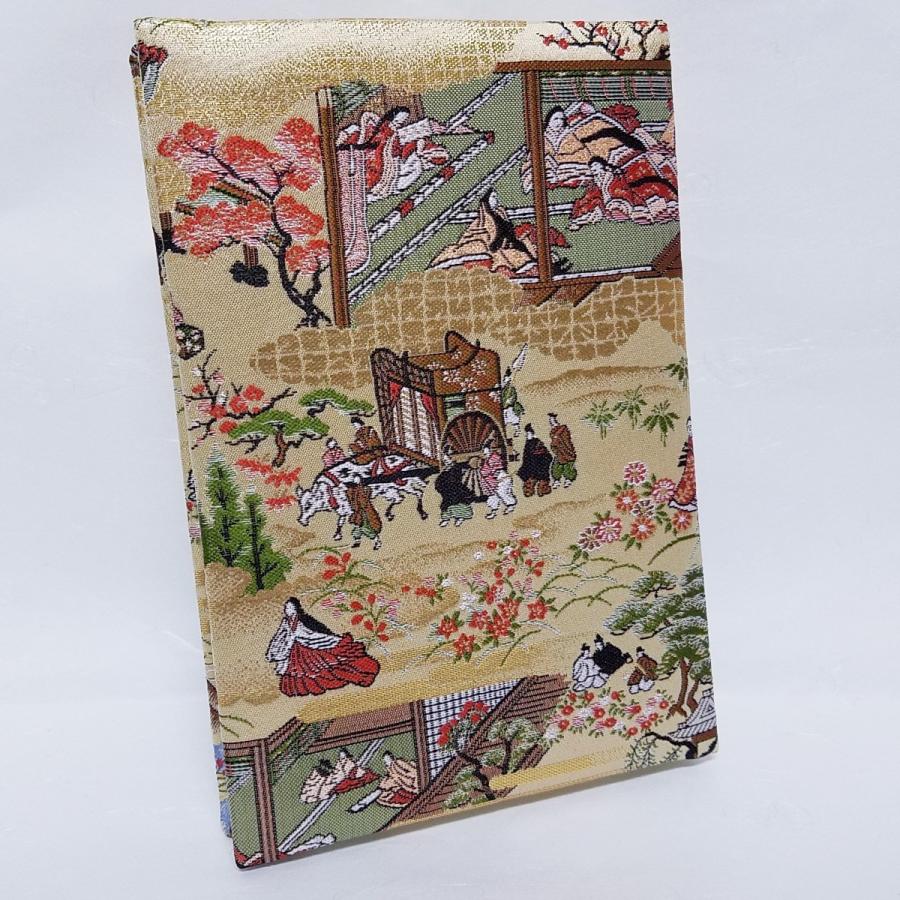 ギフ 包装 御朱印帳 京都 Lサイズ カバー付 送料無料 書き置き 貼り付け 膨らし表紙 ふわふわ オシャレ かわいい プレゼント 人気 金襴 お寺 大判 京伏見千華帖 平安物語 Aynaelda Com