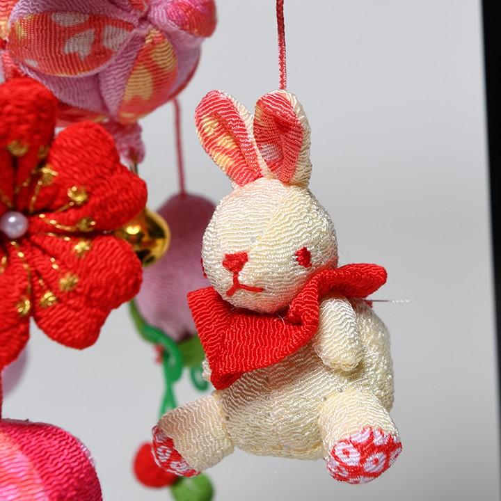 つるし飾】【ひな人形】手毬と桜うさぎ（特小）：スタンド付【吊るし雛