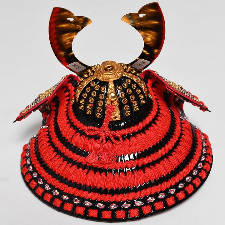 兜平飾】【江戸甲冑】四分の一和紙小札正絹糸威大円山形冑：格子に三十  