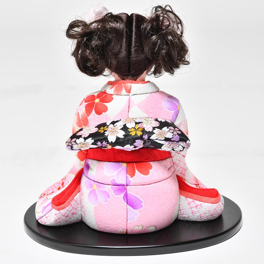 木目込市松】【市松人形】6号彩花座りカール髪型木目込市松人形：別織