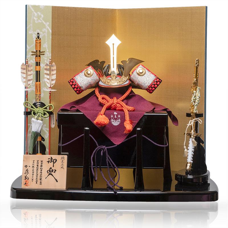 アウトレット品 五月人形五月屏風 屏風のみ 23号 雫柄 彫金龍虎