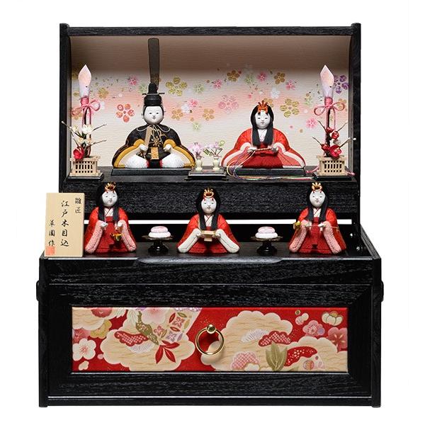 木目込人形五人飾：若菜雛：草園作：収納タイプ