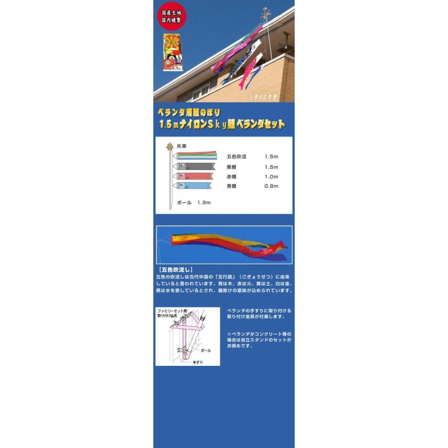 1.5ｍナイロンSky鯉：露台仕掛ける 鯉のぼり-記念、行事用品