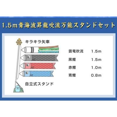 キラキラ矢車1.5ｍキラキラ矢車青海波昇龍吹流自立スタンドセット【青海波鯉のぼり】｜fusimiya｜02