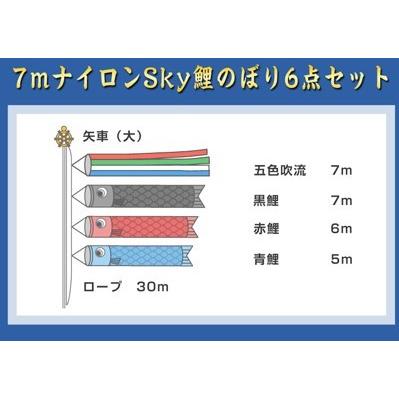 鯉のぼり　ナイロン　6セット 鯉のぼりナイロン 6セット こいのぼり 庭 庭園用 キング印 鯉のぼり