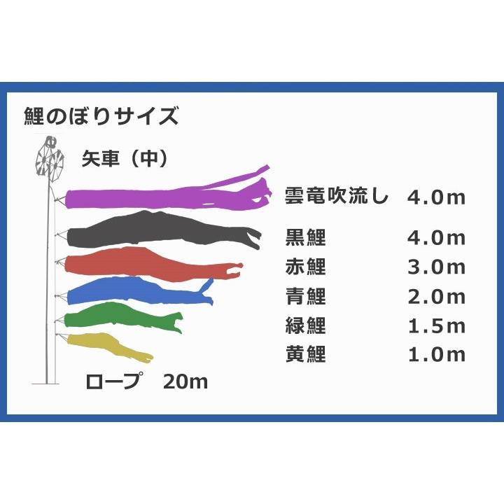 4ｍ雲竜吹流ナイロン鯉のぼり8点セット【家紋・名入対応】【庭園用鯉のぼりセット 】｜fusimiya｜02