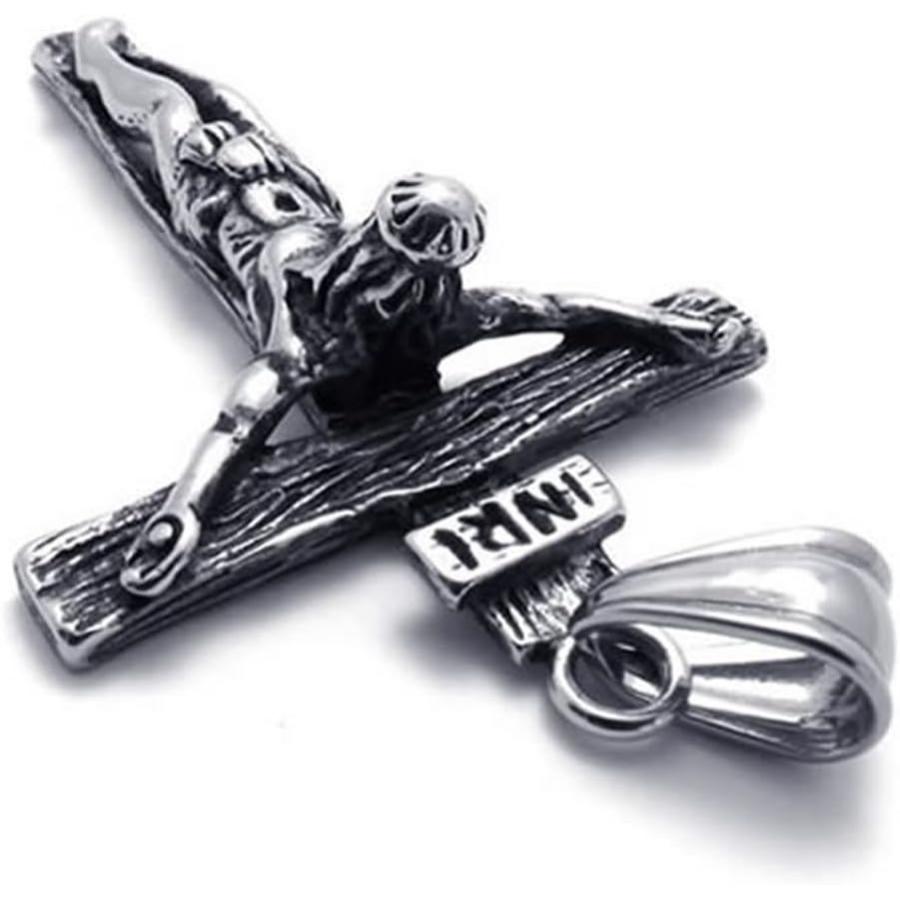 【並行輸入品】KONOV ステンレススチール ジーザスキリスト 十字架デザイン メンズペンダントネックレス チェーン長さ24インチ　 |  | 01