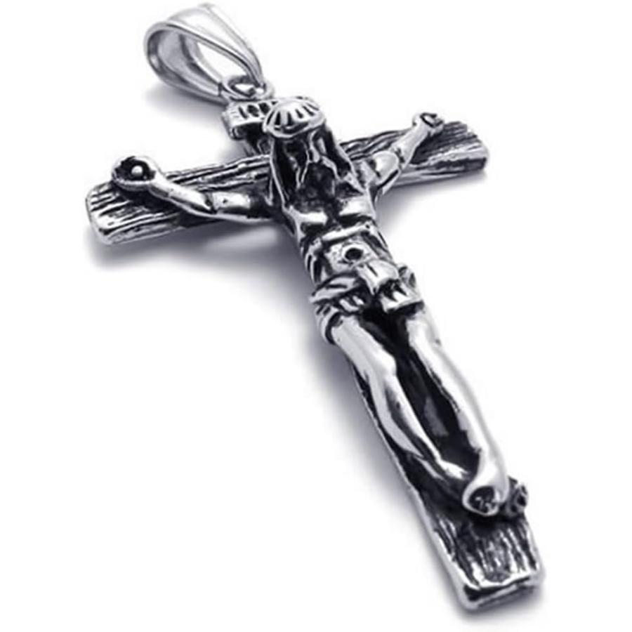 【並行輸入品】KONOV ステンレススチール ジーザスキリスト 十字架デザイン メンズペンダントネックレス チェーン長さ24インチ　 |  | 02