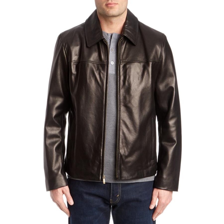 COLE HAAN ブラウン レザージャケット XXL Cole Haan Men's Smooth Leather Collar Jacket, Java, X-Large