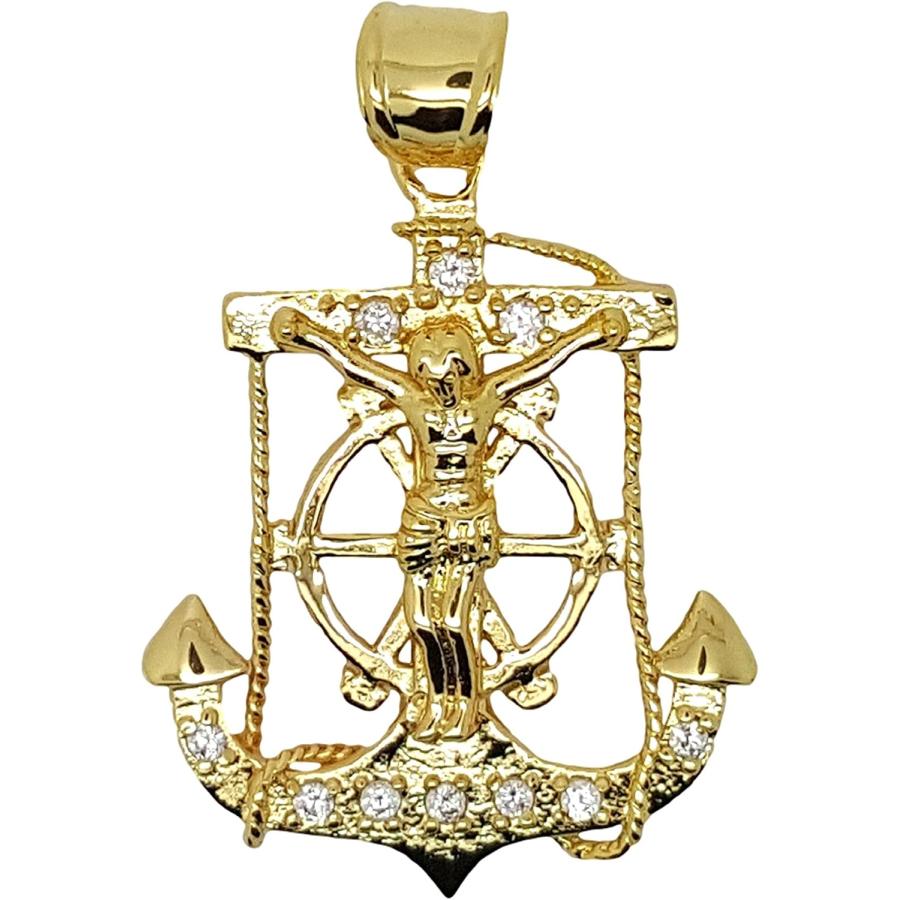 14kt Gold Filled Anchor Cross Pendant - Dije De Ancla Con Cruz Oro Laminado Brasileno　並行輸入品｜fusion-f｜02