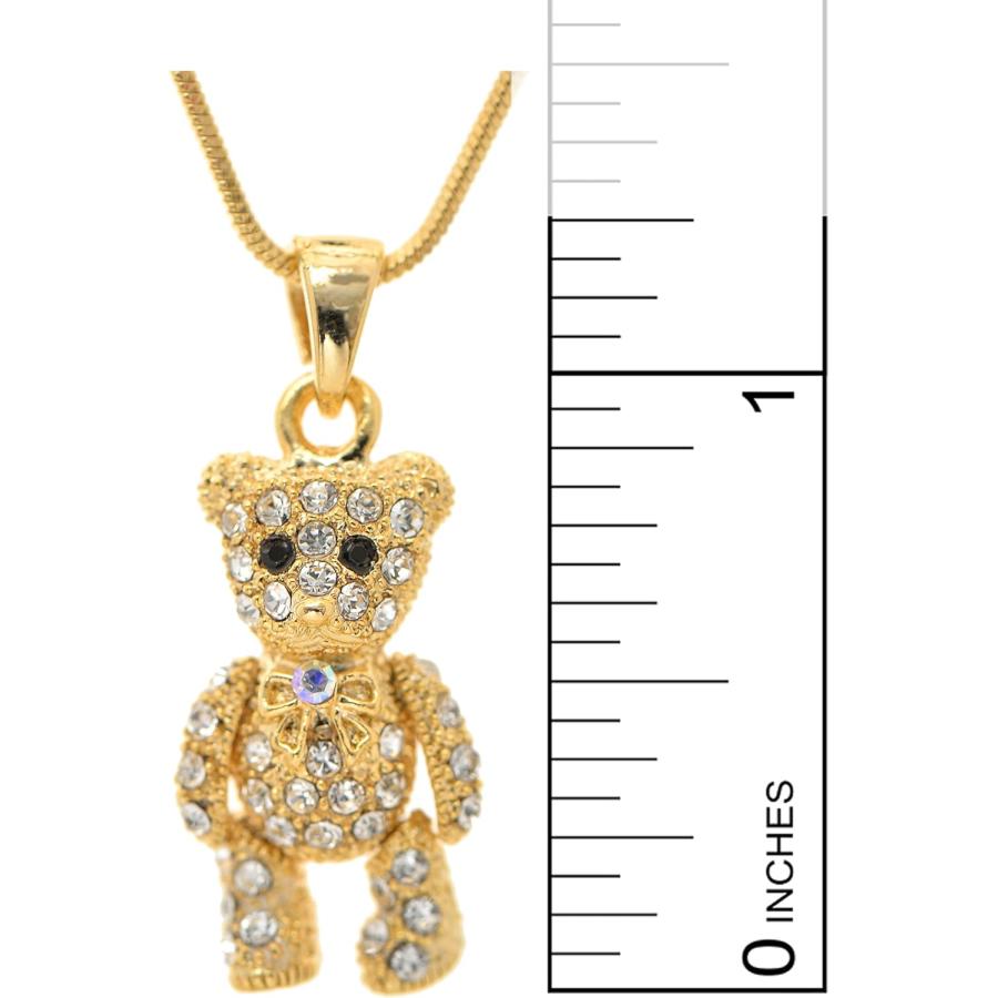 Spinningdaisy抱きしめたくなるクリスタル可動テディベアネックレス　並行輸入品