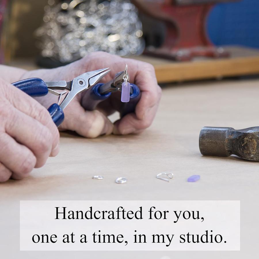 【並行輸入品】Sea Glass Crinkle Earrings (Seafoam) - Sterling Silver Drop Earrings |  | 07