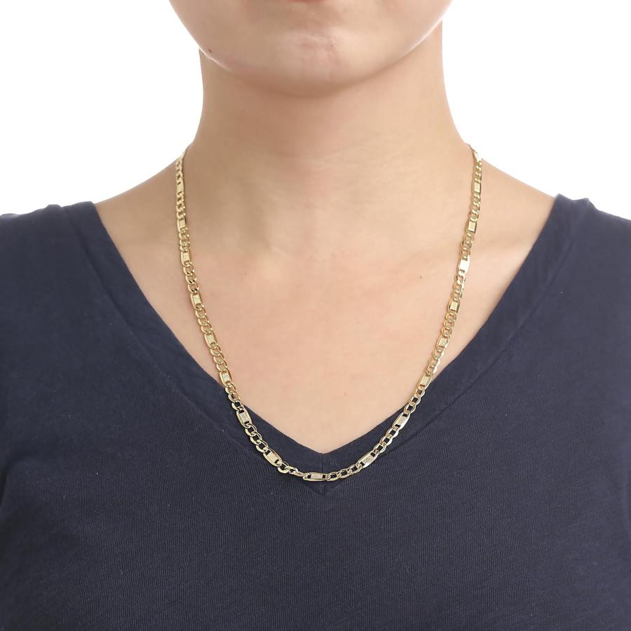 並行輸入品】10 K黄色ゴールド中空バーフィガロチェーンネックレス、5