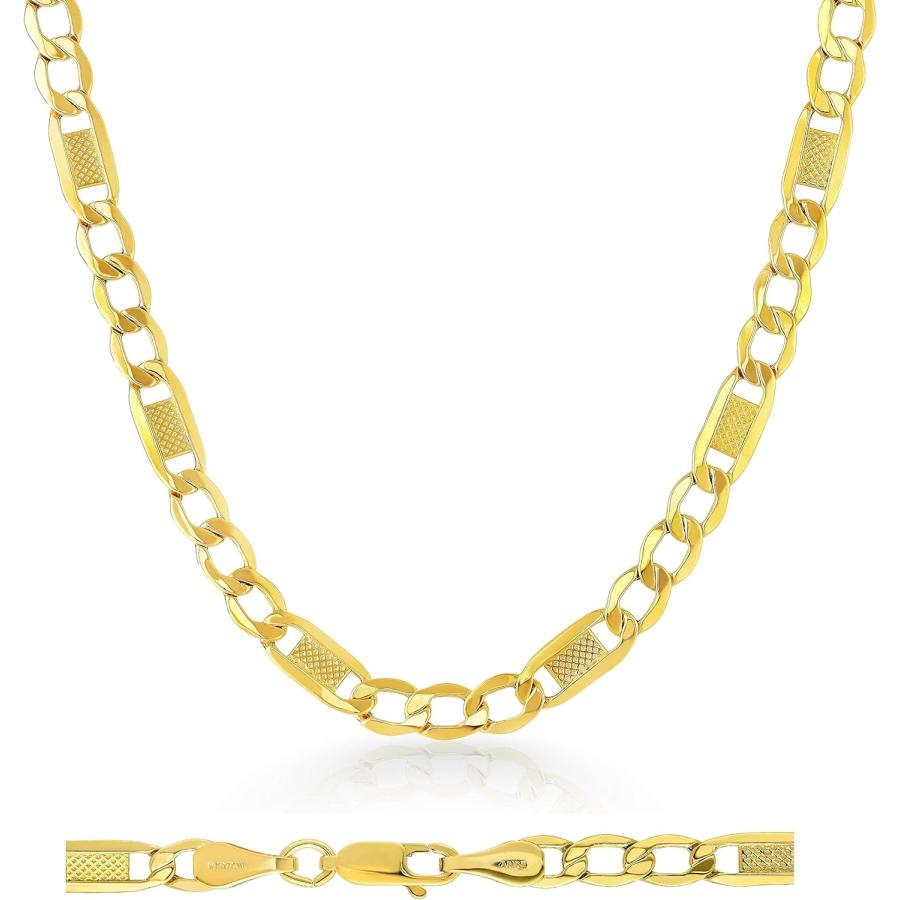 並行輸入品】10 K黄色ゴールド中空バーフィガロチェーンネックレス、5