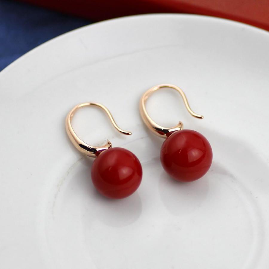 Merdia Charming Earrings Drop Simulated Pearl Hook Earrings 12MM Red　並行輸入品｜fusion-f｜04