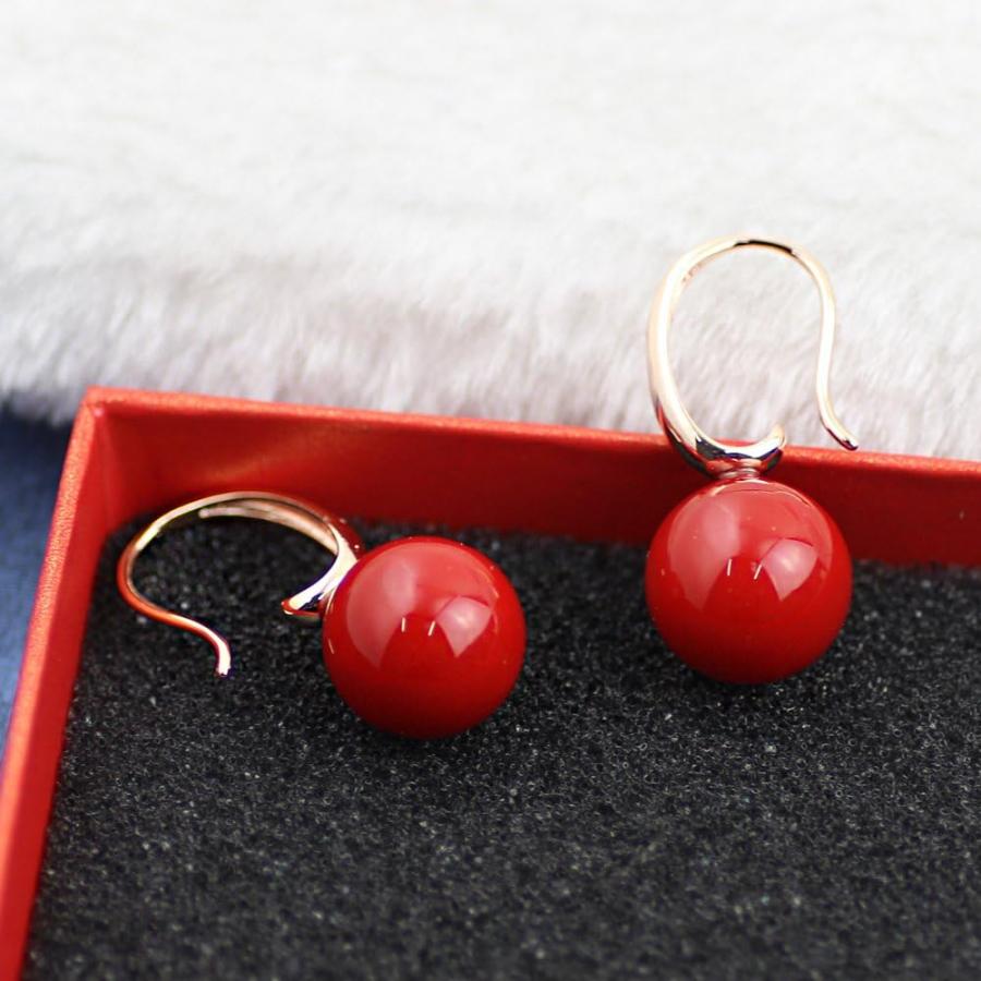 Merdia Charming Earrings Drop Simulated Pearl Hook Earrings 12MM Red　並行輸入品｜fusion-f｜07