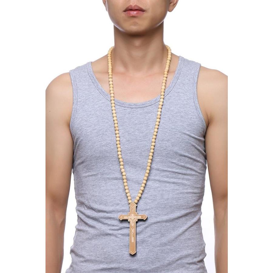 希少☆アンティーク☆木製ビーズ☆ロザリオ、クロスネックレス アンティークUSA製十字架ネックレス 貴重な一点物