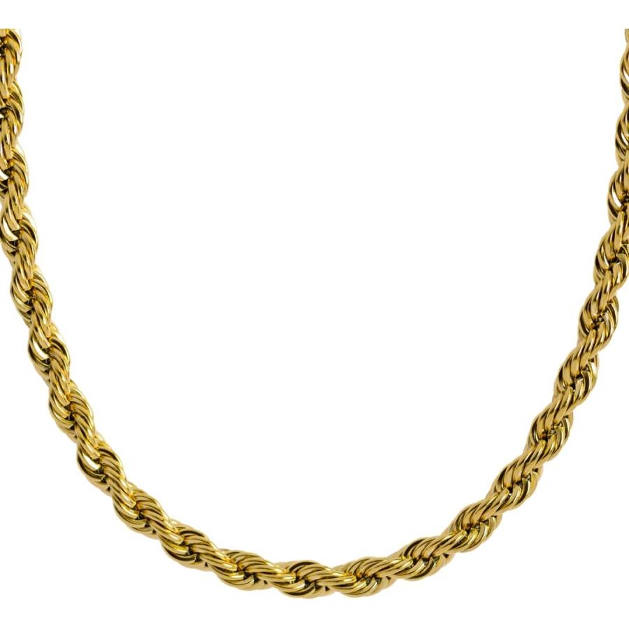 【並行輸入品】Dubai Collections ゴールドチェーンネックレス ロープ ロブスタークラスプ チャンキーダイヤモンド リアルメッキ メンズ |  | 04