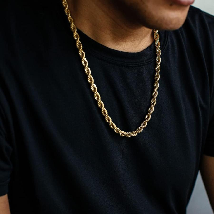 【並行輸入品】Dubai Collections ゴールドチェーンネックレス ロープ ロブスタークラスプ チャンキーダイヤモンド リアルメッキ メンズ |  | 06