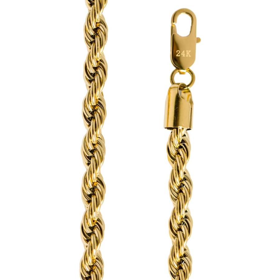 【並行輸入品】Dubai Collections ゴールドチェーンネックレス ロープ ロブスタークラスプ チャンキーダイヤモンド リアルメッキ メンズ |  | 07