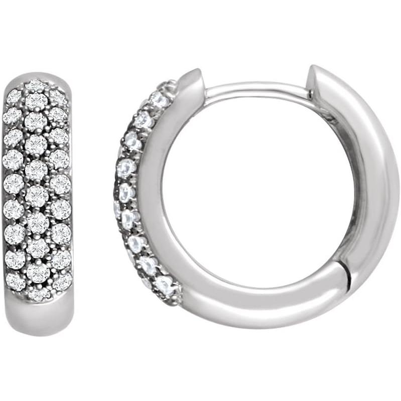 【並行輸入品】Jewels By Luxセット 14Kホワイトゴールド 1/2CTW ペア 光沢 1/2CTW ダイヤモンド フープピアス　 | 