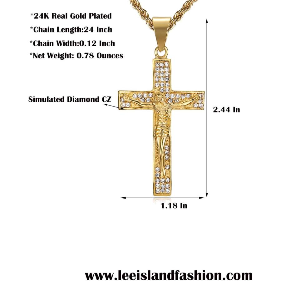 ゴールデンクロスネックレス メンズ レディース Lee Island ゴールデンクロスネックレス メンズ レディース Lee Island