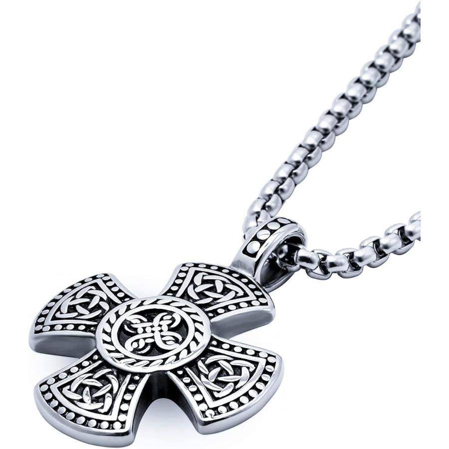 HAQUIL Celtic Cross Necklace Stainless Steel Knots Triquetra