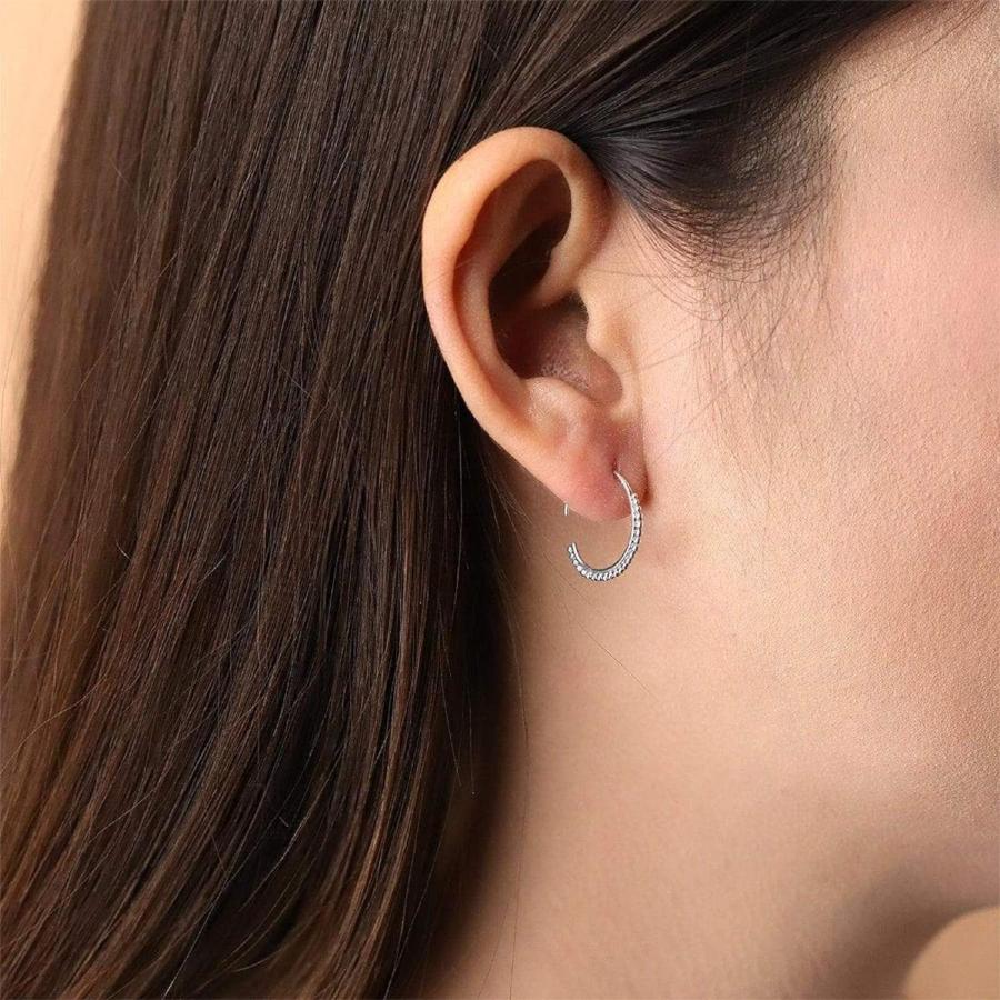 Boma Jewelry スターリングシルバー バリスタイル ボーホー いぶし仕上げ ビーズテクスチャ プルスルーフープイヤリング　並行輸入品