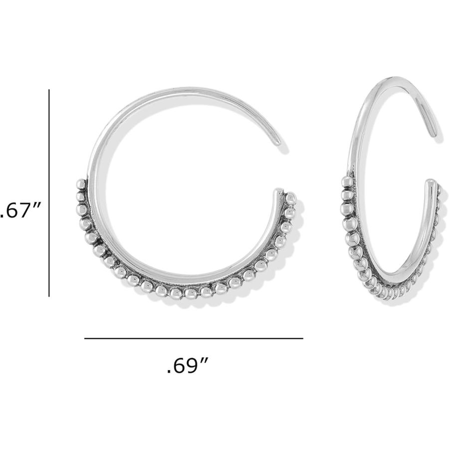 Boma Jewelry スターリングシルバー バリスタイル ボーホー いぶし仕上げ ビーズテクスチャ プルスルーフープイヤリング　並行輸入品