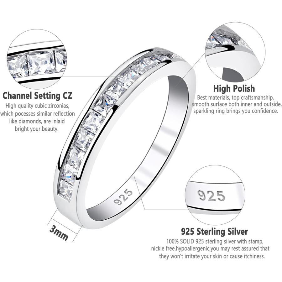 【並行輸入品】Newshe 結婚指輪 エタニティリング レディース キュービックジルコニア プリンセス 925スターリングシルバー サイズ5〜10 ホ |  | 02