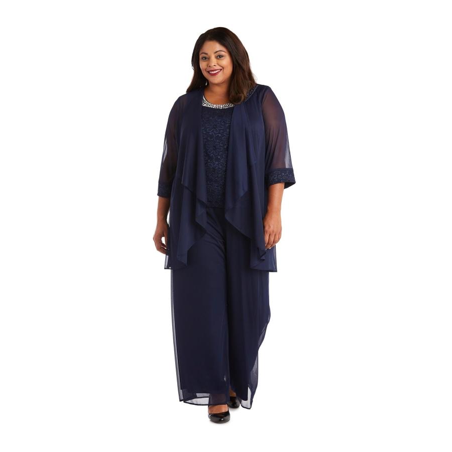 R&M Richards フォーマル プラスサイズ ジャケット パンツ スーツ US サイズ: 18W カラー: ブルー 並行輸入品】R&M Richards プラスサイズ パンツスーツ 米国製 US