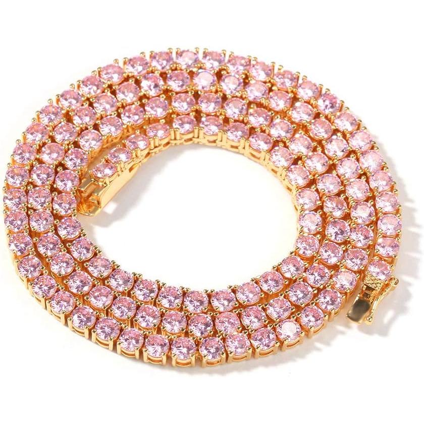 KMASAL ヒップホップ 18Kゴールドメッキ 人工ダイヤモンドネックレス 