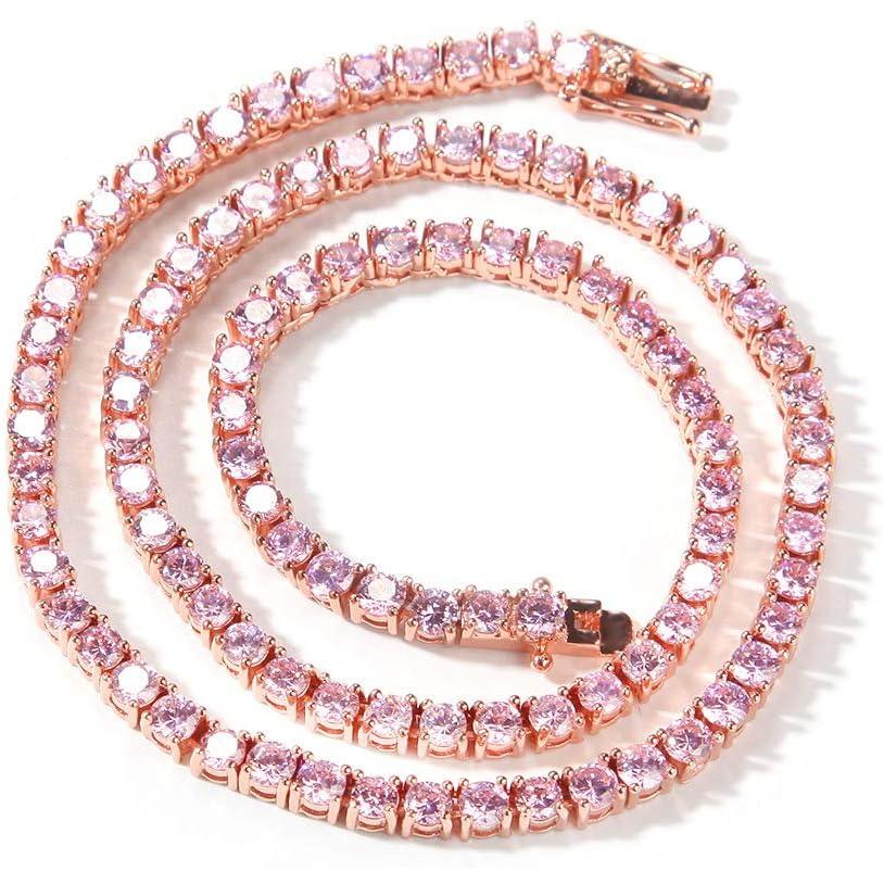 KMASAL ヒップホップ 18Kゴールドメッキ 人工ダイヤモンドネックレス 