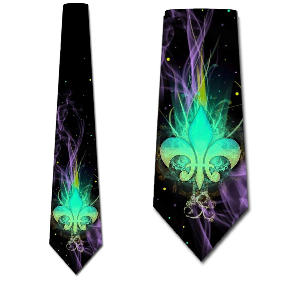 Three Rooker Mardi Gras Ties Mens Fleur de Lis Necktie Black Tie 並行輸入品｜fusion-f｜04