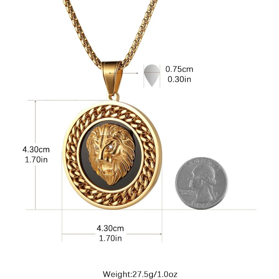 【並行輸入品】AsAlways メンズ メダリオンパターン ゴールドメッキ ステンレススチール ラインストーン クリスタル アイスアウト ライオンヘッ |  | 02