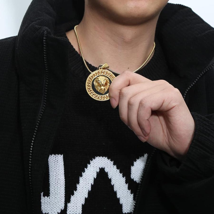 【並行輸入品】AsAlways メンズ メダリオンパターン ゴールドメッキ ステンレススチール ラインストーン クリスタル アイスアウト ライオンヘッ |  | 03