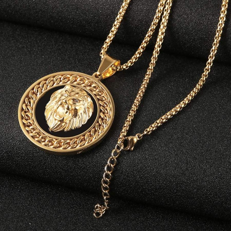 【並行輸入品】AsAlways メンズ メダリオンパターン ゴールドメッキ ステンレススチール ラインストーン クリスタル アイスアウト ライオンヘッ |  | 04