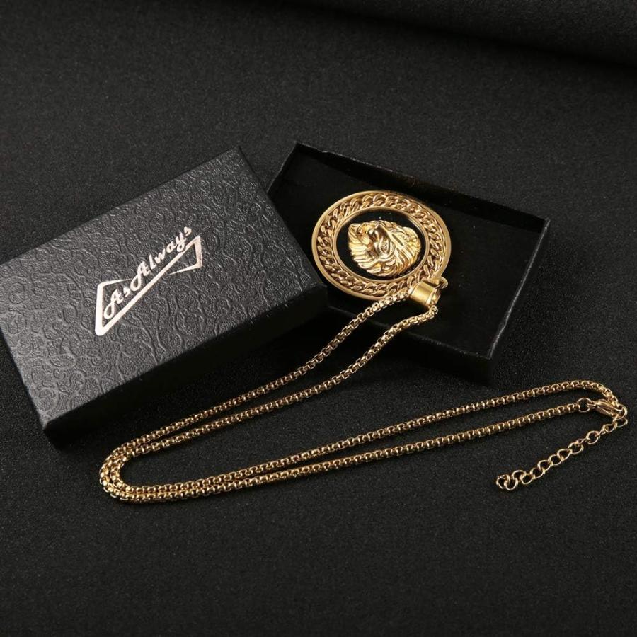 【並行輸入品】AsAlways メンズ メダリオンパターン ゴールドメッキ ステンレススチール ラインストーン クリスタル アイスアウト ライオンヘッ |  | 07