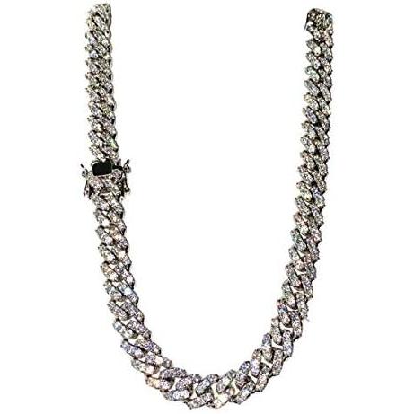 250g越え 超極太 アイスドアイトチェーン マイアミキューバンチェーン 14mm アイス アウト マイアミ キューバン チェーン - シルバー