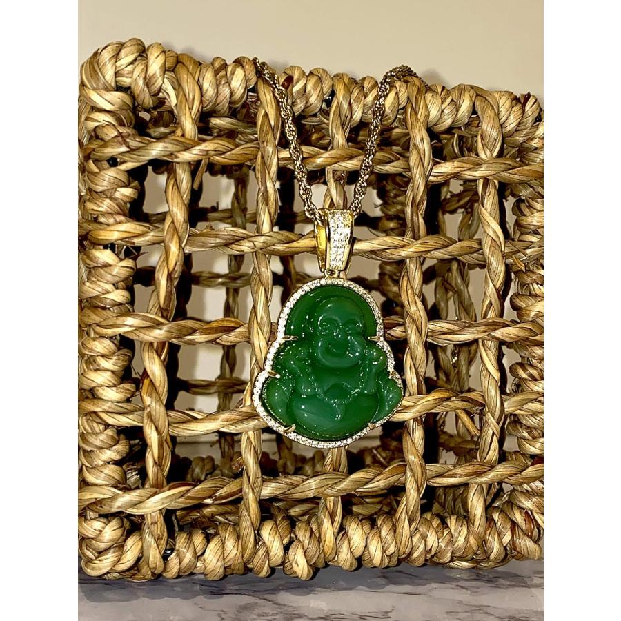 並行輸入品】アイスドラウイングブッダグリーン翡翠ペンダント