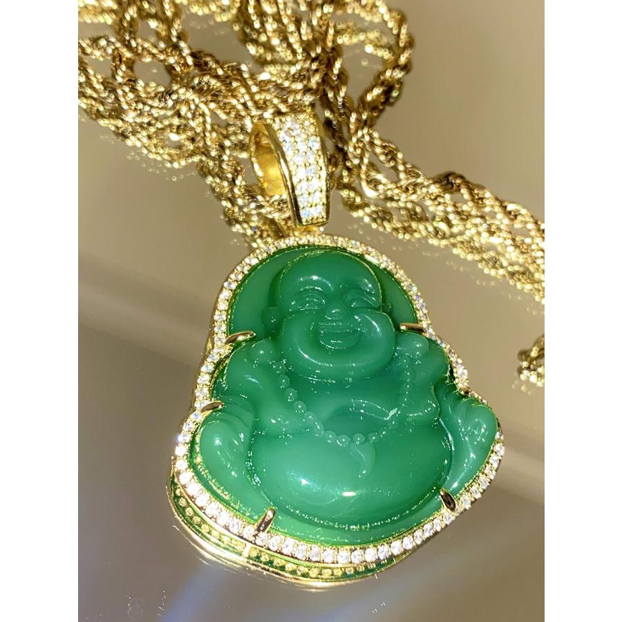 並行輸入品】アイスドラウイングブッダグリーン翡翠ペンダント