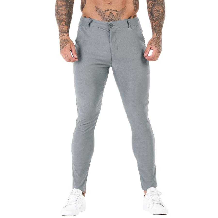 [GINGTTO] (ジンット チノパン メンズ ストレッチ スキニーパンツ チェックパンツ スリム (28, グレー) GING 並行輸入品 |  | 05