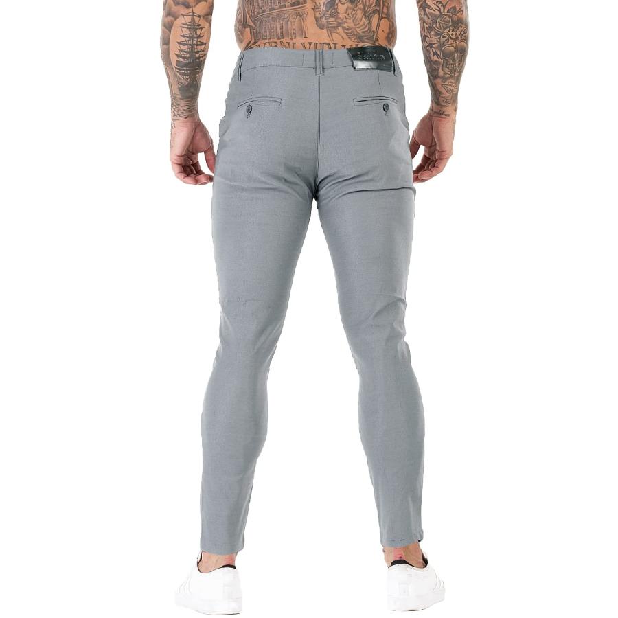 [GINGTTO] (ジンット チノパン メンズ ストレッチ スキニーパンツ チェックパンツ スリム (28, グレー) GING 並行輸入品 |  | 08