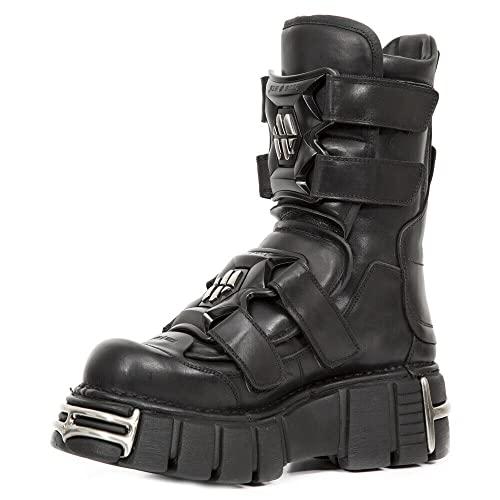 並行輸入品】New Rock Boots M MET422 S1 Mens Metallic Black Leather