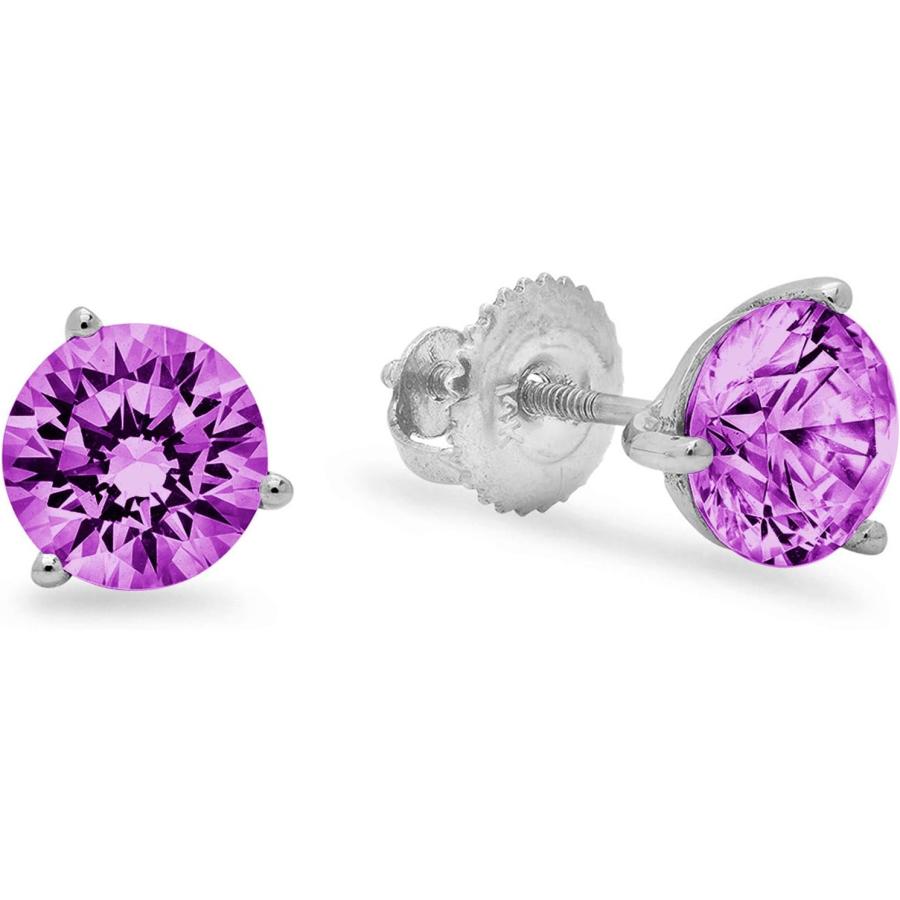 1.50 ct Round Cut Solitaire Genuine Simulated Alexandrite Pair of Stud Martini Designer Earrings 14k White Gold Screw Back　並行輸入品｜fusion-f｜04