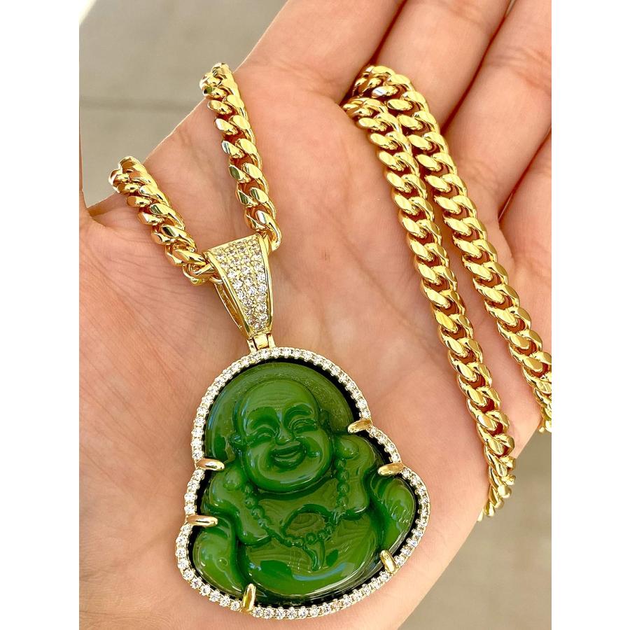 並行輸入品】アイス笑う仏陀 グリーン翡翠ペンダントネックレス