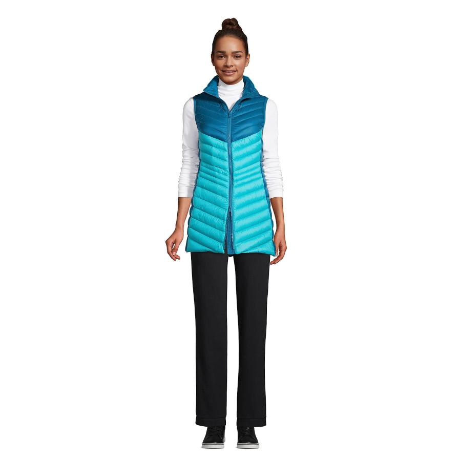 Lands' End Womens UL Packable Down Jacket Aqua Mint Lands' End Womens UL Packable Down Vest Baltic Teal Regular Medi 並行輸入品