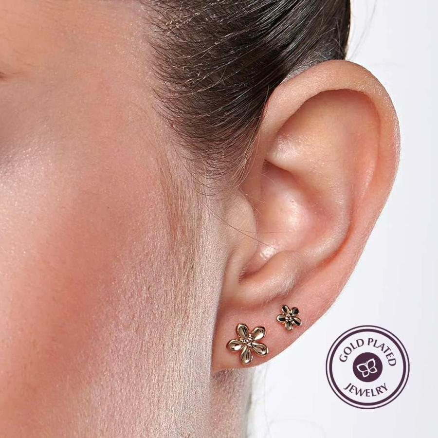 Rommanel ゴールド フラワー イヤリング キット、18K 金メッキ